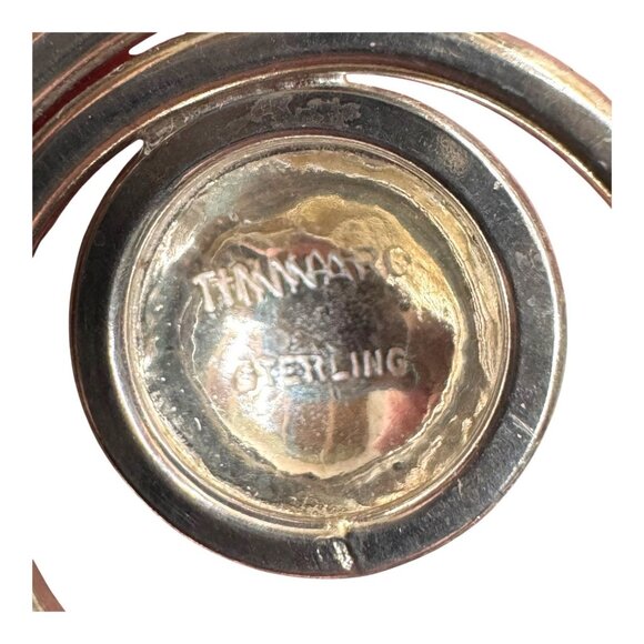 Vintage Modernist Sterling Silver Spiral Brooch Pin Signed By Tinnaro MCM Modern - Picture 3 of 5